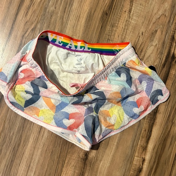 Rabbit Rainbow Women's Multicolor Heart Athletic Shorts - Picture 1 of 4